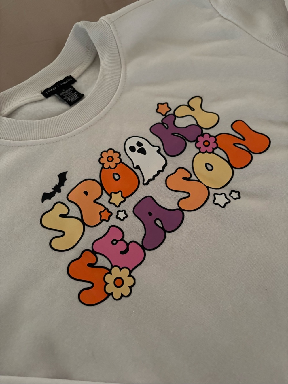 White 'Spooky Season' Graphic Crewneck Sweatshirt